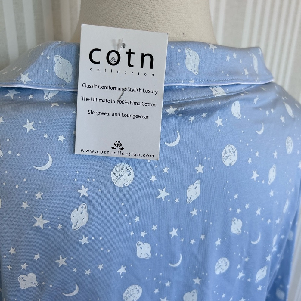 NWT COTN 100% Pima Cotton Women’s Nightgown Size Large Celestial Moon Stars - Picture 5 of 7